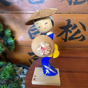 Kokeshi doll "Awa Dancer" Traditionnal Awa-Odori Dance Vtg Japanese